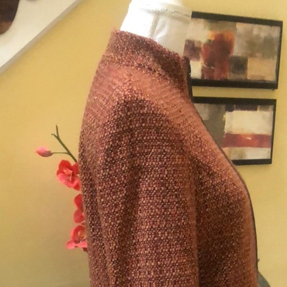 The Limited Cinnamon Wool Tweed Blend Jacket Faux Suede Trim & Mandarin Collar M - Picture 6 of 14